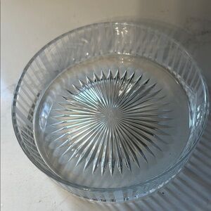 Heisey Elegant Clear Glass Serving Bowl etched sides